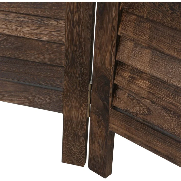 Paravent T568, Raumteiler Trennwand Sichtschutz Raumtrennung, Ornamente klappbar Paulownia Holz 170x240cm ~ braun – Bild 7