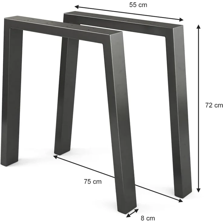 Tischbeine Schwarz 75 x 72 cm U-förmig Vicco – Bild 3