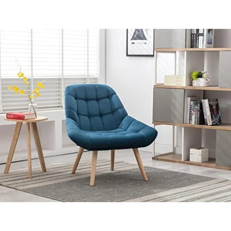 Vente-unique - LUOSTO - Sessel mit gerader Rückenlehne - Holz, Platte - Holz - Blaugrün - 87 x 79 x 83 cm – Bild 2