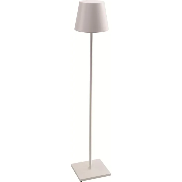 Zafferano Poldina Pro XXL - Dimmbare LED-Tischlampe aus Aluminium, Schutzart IP54, Innen-/Außenbereich, Kontaktladestation, Einstellbar H 150/81 / 69 cm, EU-Stecker (Weiss)