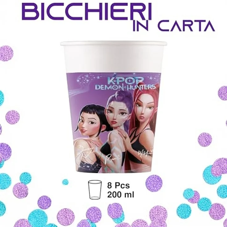 Procos Becher KPOP Demon Hunters - 8 Pappbecher - ca. 200 ml, 8-tlg, Papier – Bild 2