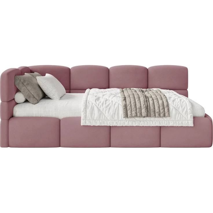 Selsey 'Cloudy' Jugendbett 120 cm, Bettkasten, Velours wasserabweisend, Kopfteil links, Rosa – Bild 6