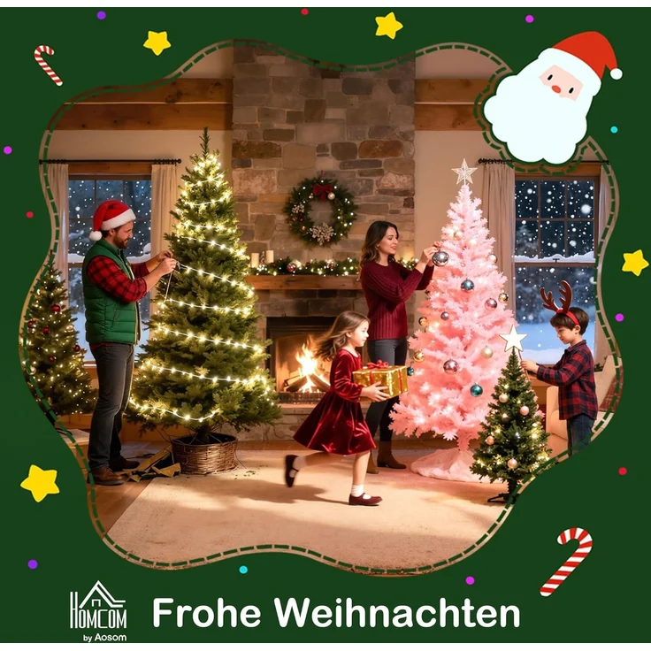HOMCOM Künstlicher Weihnachtsbaum Christbaum, Kunsttanne, 66x120 cm, grün – Bild 9
