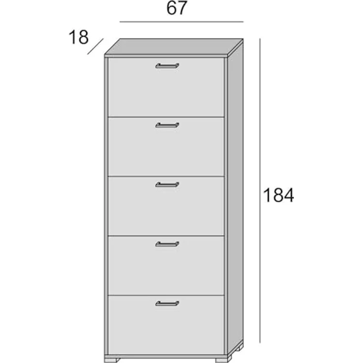 Dmora - Schuhregal Margherita, Mehrzweck-Eingangsmöbel mit 5 Falttüren, Moderner Schuhschrank, 100 % Made in Italy, 67 x 18 x 184 cm, Lärche, – Bild 3
