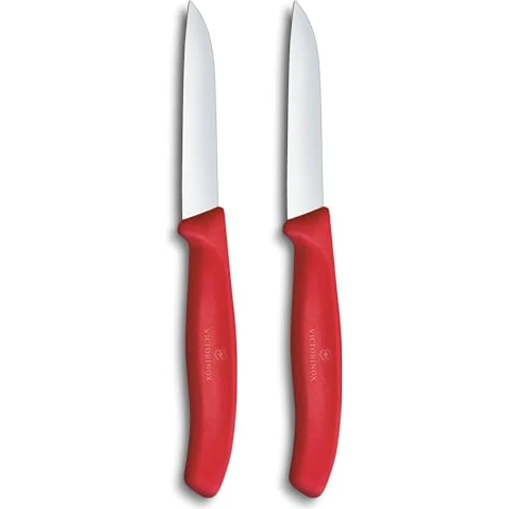Victorinox Swiss Classic Gemüse- und Schälmesser Set, 2-teilig, Gerade und Wellenschliff, Extra Scharf, 8 cm, Rot – Bild 1