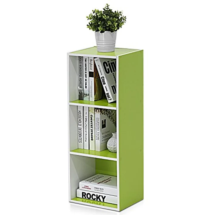 Furinno offenes Bücherregal mit 3 Fächern, holz, Weiß/Grün, 30. 5x23. 6x80. 0 cm – Bild 2
