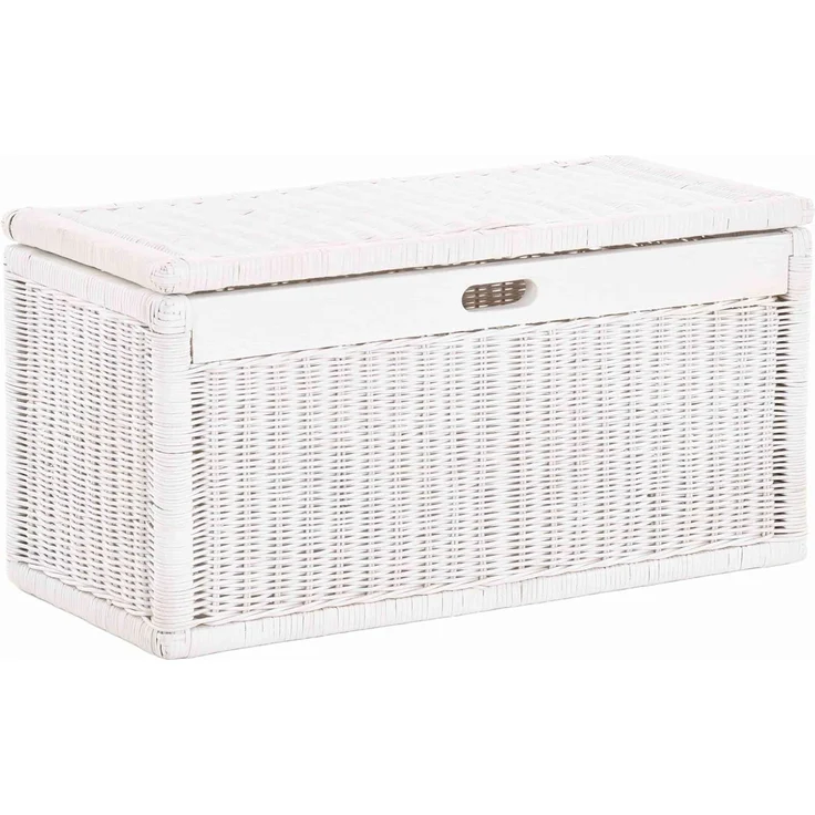 Krines Home Wäschetruhe Korb mit Deckel Rattan geflochten Regalkorb Schrankkorb Aufbewahrung, 68 cm Breit, mit Klappdeckel