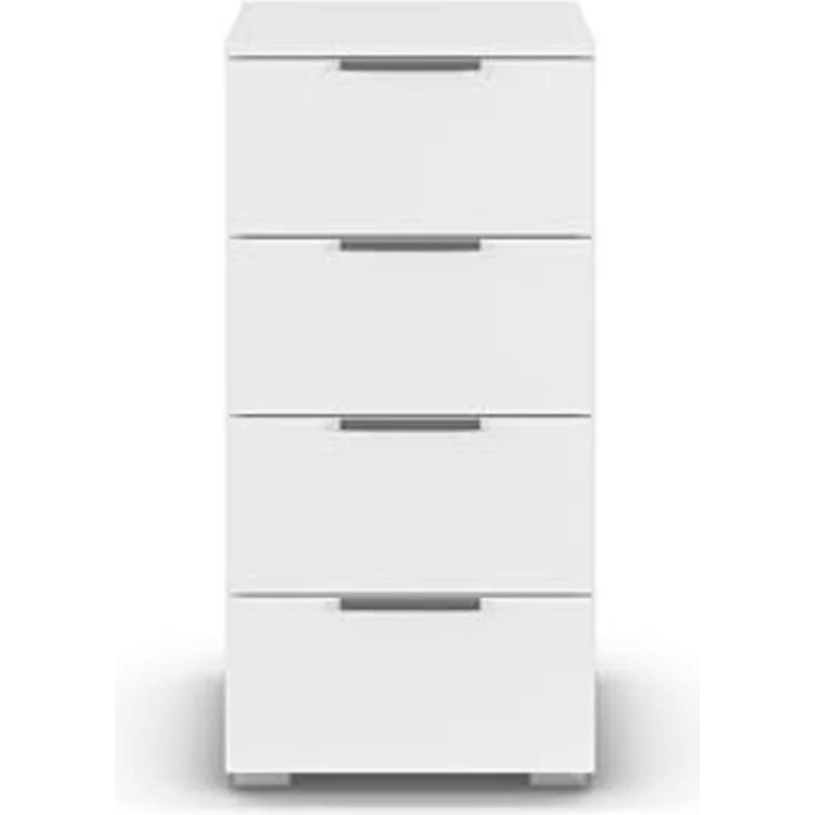 Rauch Möbel Alabama, Kommode für Schlafzimmer, Kinderzimmer, Garderobe, Flur, mit 4 Schubladen, Soft-Close-Funktion, Farbe Weiß, Griff Grau metallic, Schwarz, Maße 40 x 81 x 42 cm – Bild 4