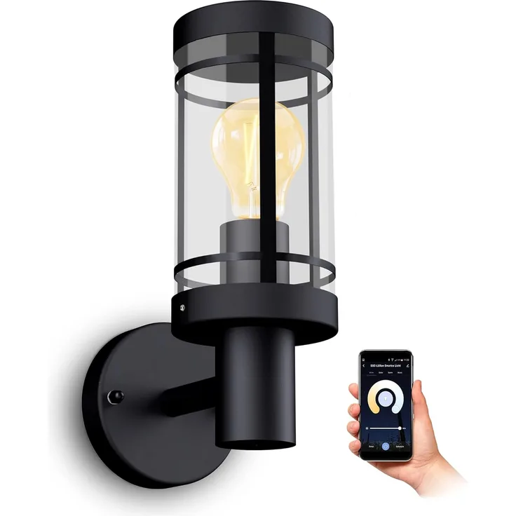 SSC-LUXon LED Außen-Wandleuchte MIENTO Wandlaterne fuer Aussen IP44 mit Smart E27 Filament Birne Alexa, Warmweiß bis Tageslicht