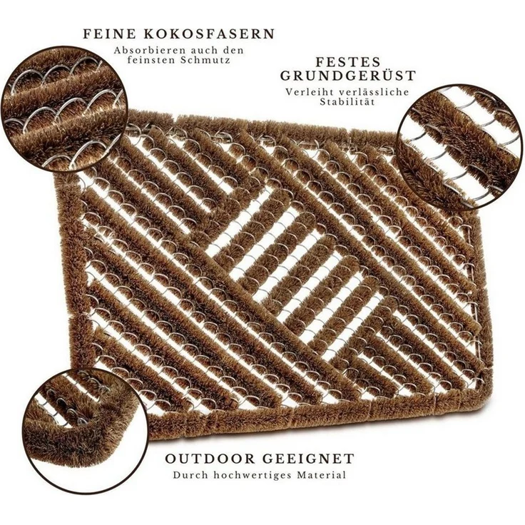 HANSE Home Fußmatte Grid Brushes Mat, Türmatte, rechteckig, Höhe: 33 mm, Gitter, Robust, Bürsten, Innen, Außen, Schmutzabtreter, Wetterfest – Bild 3