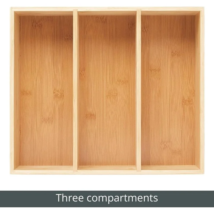mDesign Teebox Organizer Holzkiste Gewürzkiste Aufbewahrungsbox 3 Fächer Bambus – Bild 4