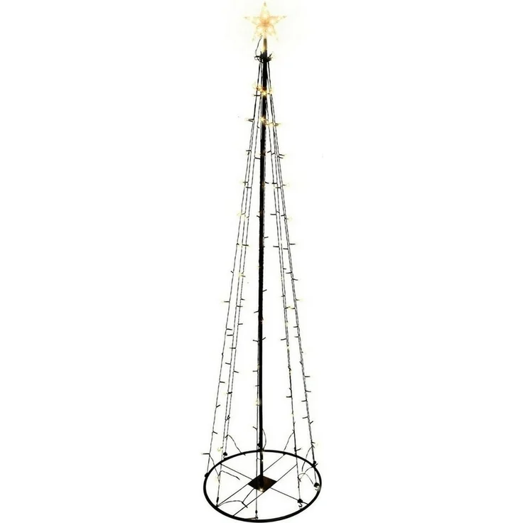 Mojawo Lichtervorhang XXL LED Metall Weihnachtsbaum mit Stern warmweiß 154 LEDs 240cm – Bild 2