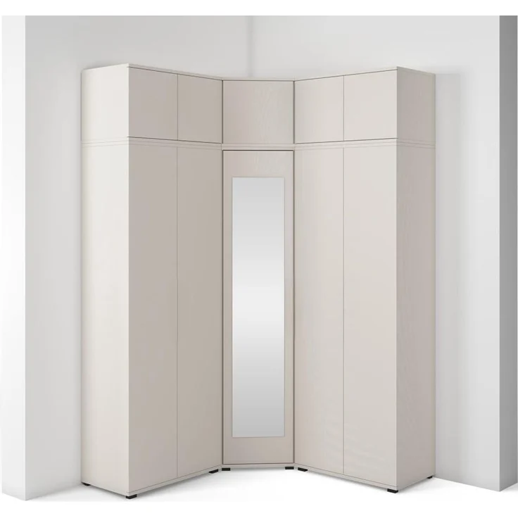 Eckschrank Napoli Version 10, Kleiderschrank mit Spiegel, Cashmere, 185 x 140 x 140 cm – Bild 1