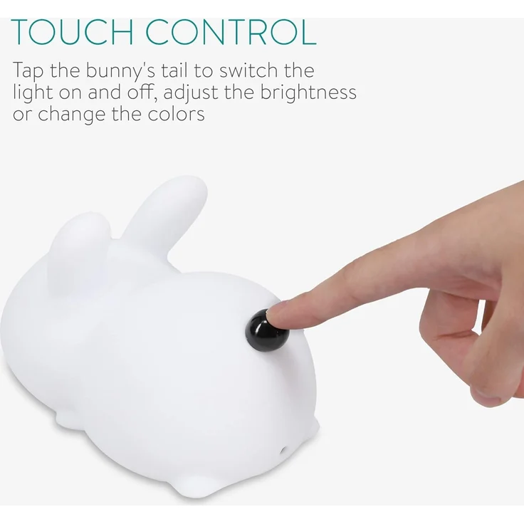 Navaris LED Nachtlicht Snow White Rabbit - mit USB Kabel - dimmbar - süße Nachttischlampe für Kinder - Kinderzimmer Schlummerlicht Lampe Weiß – Bild 4