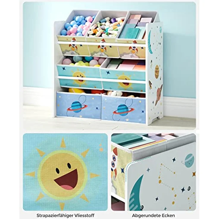 Songmics Kinderregal, mit 7 Aufbewahrungsboxen, MDF / Vliesstoff weiß, 60 x 29,5 x 62,5 cm – Bild 6
