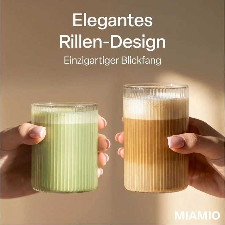 MiaMio Gläser-Set Senita, 280 & 430 ml, Riffeloptik, 12-tlg, Borosilikatglas, Spülmaschinengeeignet – Bild 2
