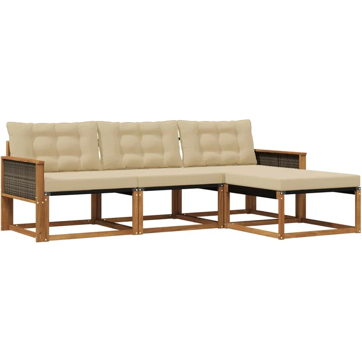 vidaXL Outdoor-Sofagarnitur 4 stk. 4-Sitzer Natur und Beige 3381341 – Bild 2