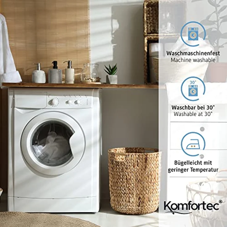 Komfortec Bettwäsche Deluxe, 2&3 Teilig, 140x200 cm, 155x220 cm, 200x200 cm oder 220x240 cm, 100 % Mikrofaser (120 g/m), 2 teilig, Bettwäsche-Sets mit Reißverschluss, Weich und Bügelfrei – Bild 7