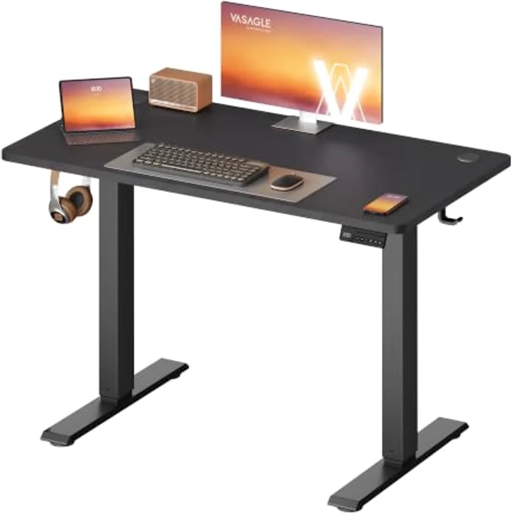 VASAGLE Höhenverstellbarer Schreibtisch, Memory-Funktion mit 4 Höhen | 100 x 60 cm, Stehtisch, Computertisch, Erinnerung bei langem Sitzen, für Büro, Schwarz, BALOK Kollektion LSD310BZ03 – Bild 1