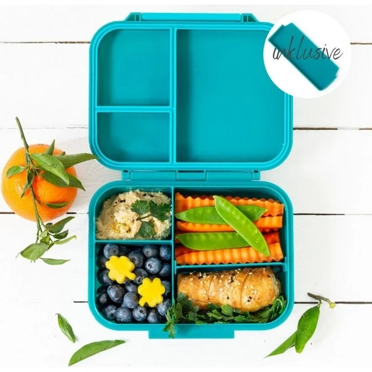 LEKKABOX Lunchbox Mini Kinder Bentobox, 3 Fächer - Brotdose Vesperdose Brotbüchse, Für feuchte Lebensmittel auslaufsicher, inkl. extra Trenner – Bild 4