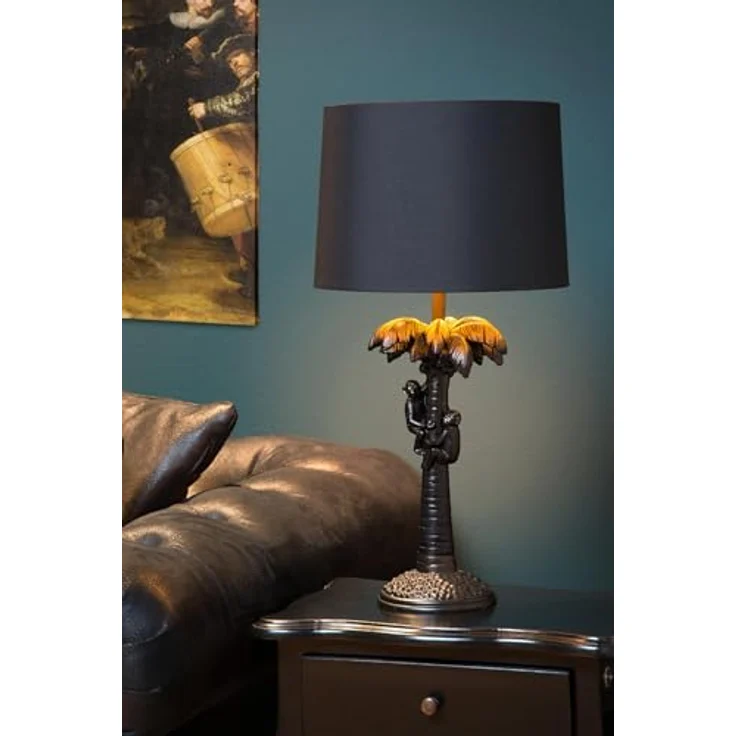 Lucide Extravaganza Coconut, Nachttischlampe mit Baumwollschirm und Schimpansen-Motiv, 50 cm hoch, kompatibel mit LED-Lampe – Bild 5