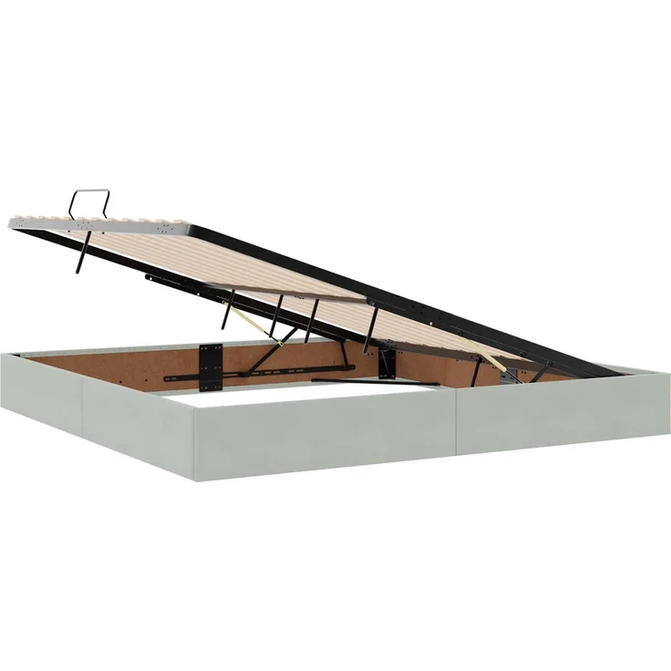 vidaXL LED-Speicherbett mit Matratze Hellgrau 200 x 200 cm Samt 3459270 – Bild 6