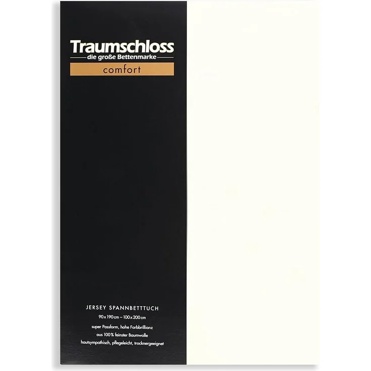 Traumschloss Spannbettlaken Comfort, Jersey, Schnee, 140-160x200, 100% Baumwolle – Bild 1