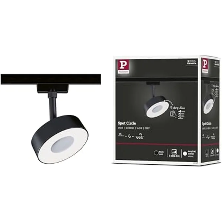 Paulmann 955. 95 URail LED Schienenspot Circle 180lm 5W 4000K dimmbar 230V Schwarz matt