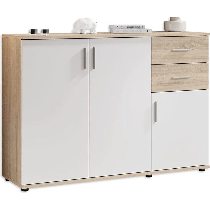 36-102-68 Bobby Sonoma Eiche / weiß Kommode Beistellkommode Sideboard ca. 120 cm