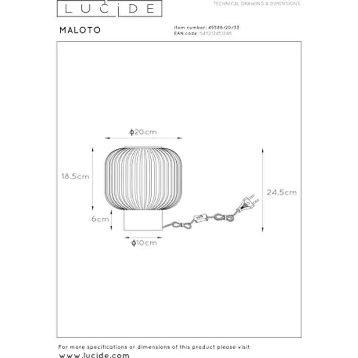 Lucide 45586/20/33, Nachttischlampe aus Glas und Stoff, Gold-matt und Grün, E27 Fassung, 40 W maximal, IP20 – Bild 7
