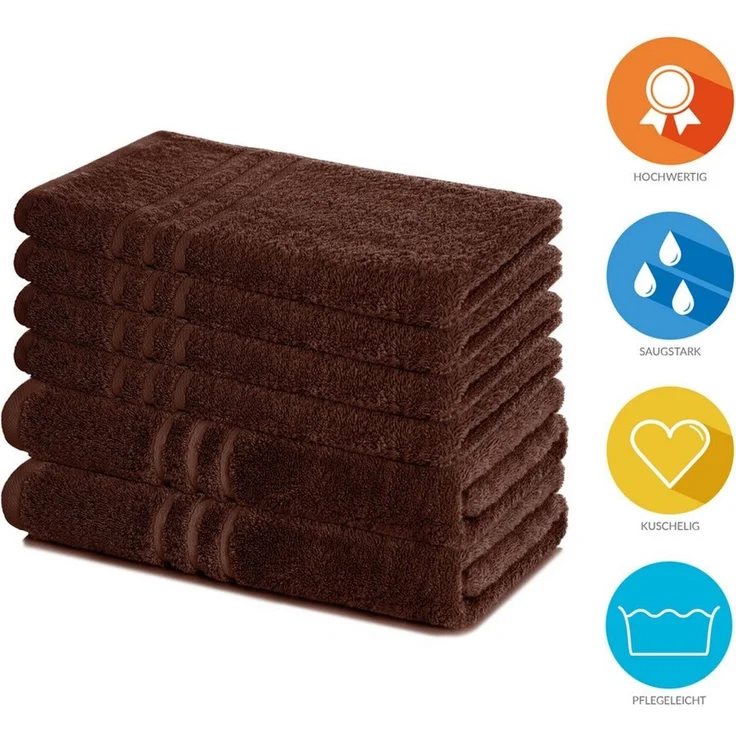 Lavea Handtuch Set Elena, Duschtücher, Handtücher, Gästetücher, Waschhandschuhe, 100% Baumwolle (Set, 6-St), Frottierserie, weich & saugstark, pflegeleicht, 500 g/m² Frottier – Bild 1