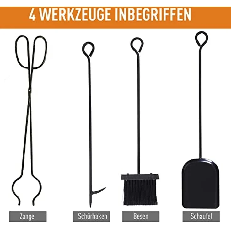 Outsunny Kaminholzregal Kaminholzständer mit Kaminbesteck – Bild 5