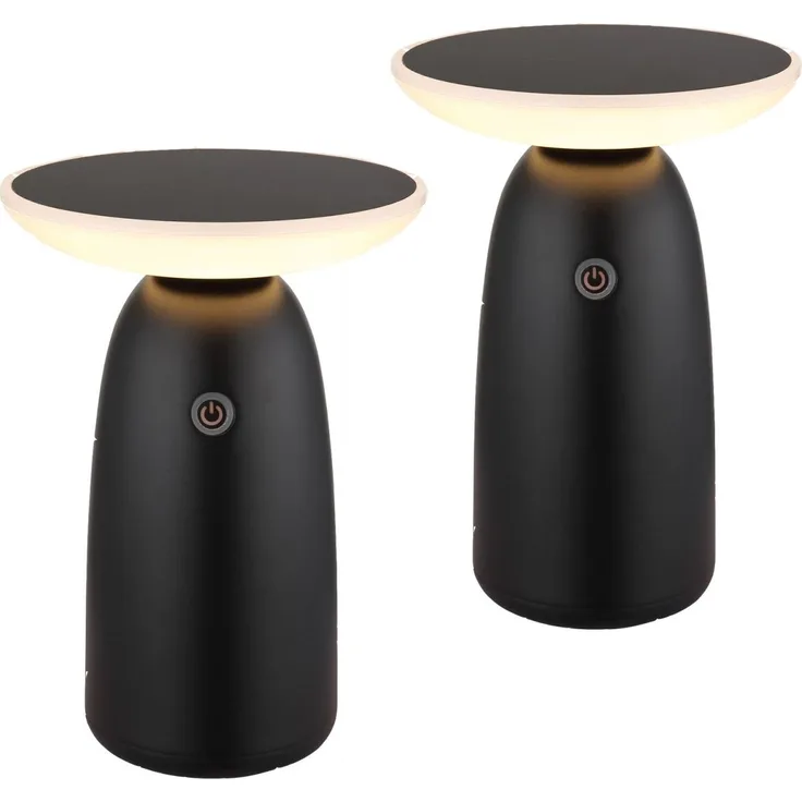 Tischlampe kabellos Akku 2er Set Solar Tischleuchte Außen Solarleuchte Schwarz