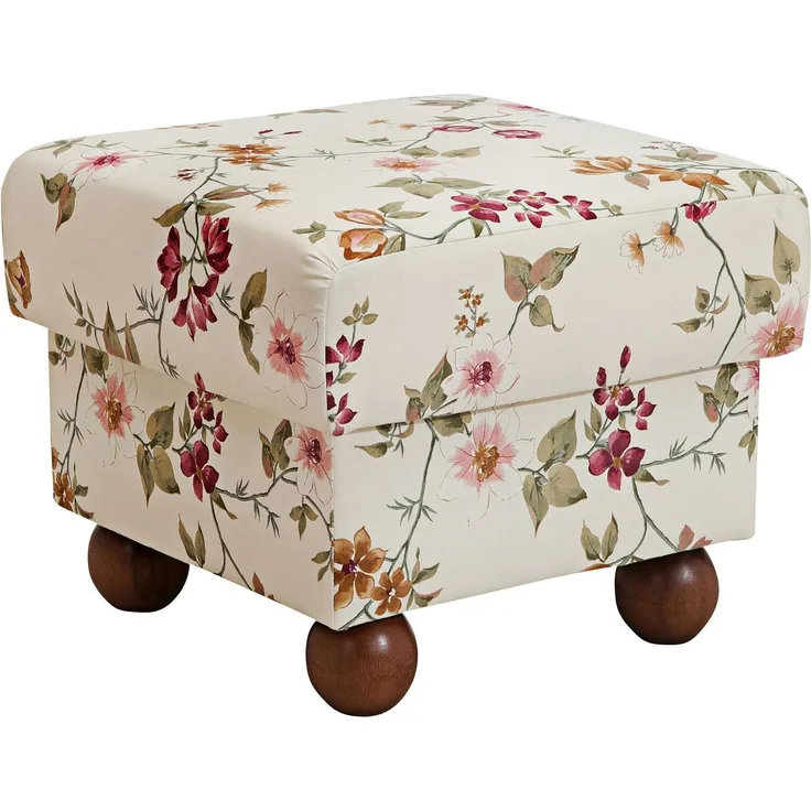 Hocker Kasha Bezug Flachgewebe Buche nussbaum dunkel / weiß 22251