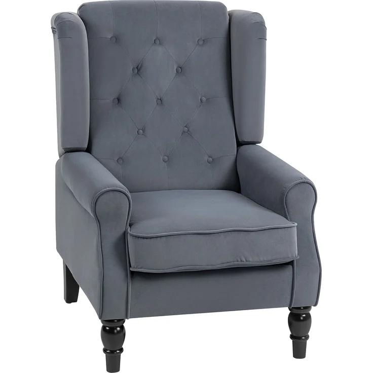 HOMCOM Ohrensessel, Polyester, Grau, 86L x 74B x 102H cm – Bild 1