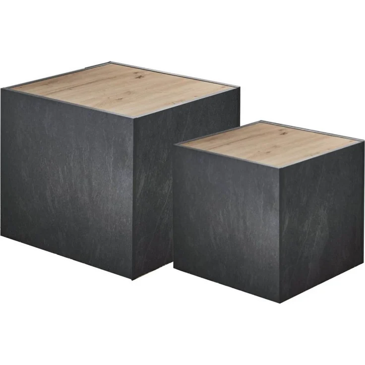 BMG Möbel Couchtisch Cuba (2 er Set, 1x großer, 1x kleiner Würfelcouchtisch), Schiefer Dekor, stapelbar – Bild 5
