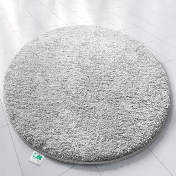Floordirekt Badematte Sky, Rund - Ø 95 cm, Weicher Hochflor, Rutschhemmend, Schnell trocknend, Geeignet für Fußbodenheizung, Weiß – Bild 2