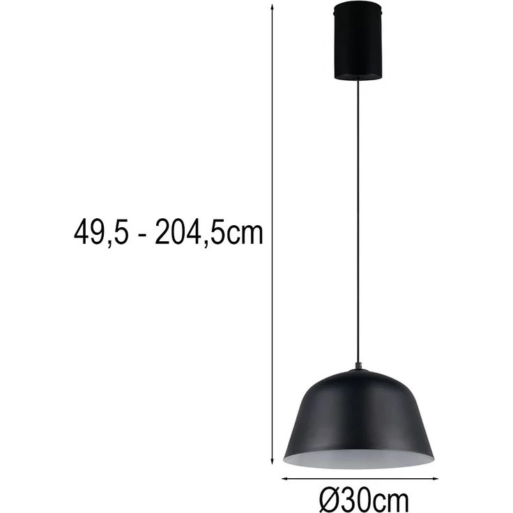 Pendelleuchte TOVA 1-flammig aus Metall höhenverstellbar in Schwarz, Ø 30cm – Bild 4