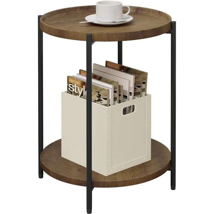 Woltu Beistelltisch (1-St), mit 2 Ablagen Abnehmbarer Tischplatte aus MDF – Bild 1