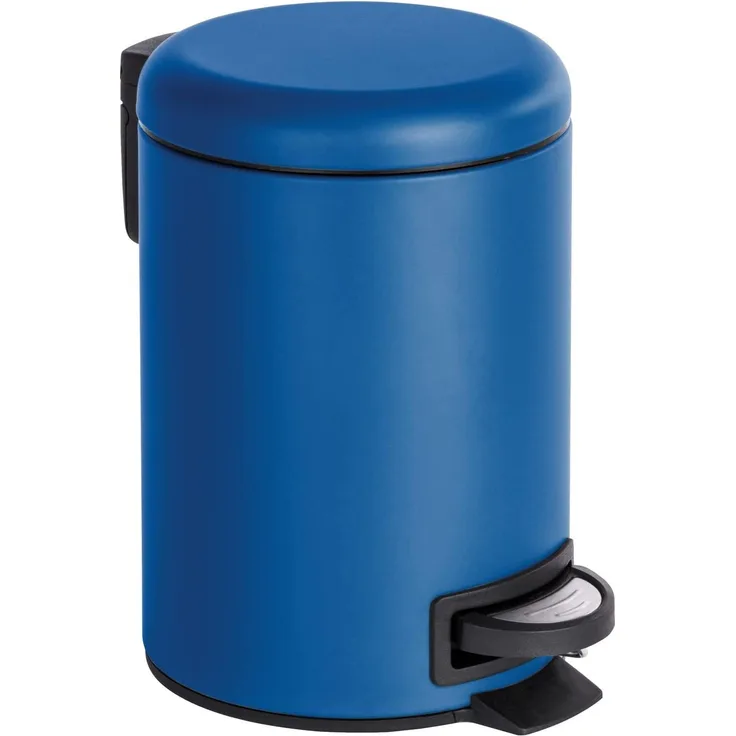 WENKO 22146100 Kosmetik Treteimer Leman, Kosmetikeimer, Mülleimer Fassungsvermögen: 3 l, Stahl, 17 x 25 x 22,5 cm, dunkelblau