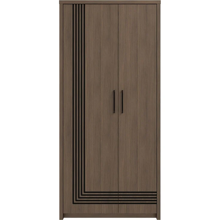 Forte EUFEMIUS Kleiderschrank 90 95, moderner Schrank mit dekorativer Fräsung, Holzwerkstoff, Dunkelbraun|Schwarz Eiche Holzdekor, 91,5 cm breit x 198,3 cm hoch x 52,7 cm tief – Bild 4