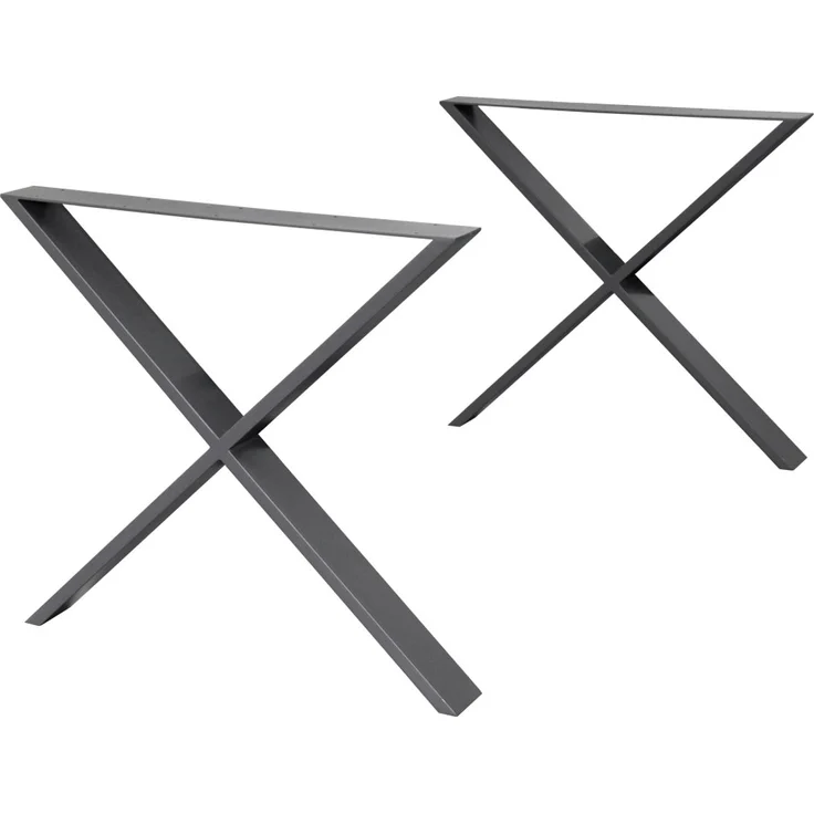 ECD Germany Tischbein 2er Set Tischfüße X-Design pulverbeschichtete Stahl Industriedesign, Tischgestell Kreuzgestell 60x72 cm Anthrazit Metall Tischkufen – Bild 3