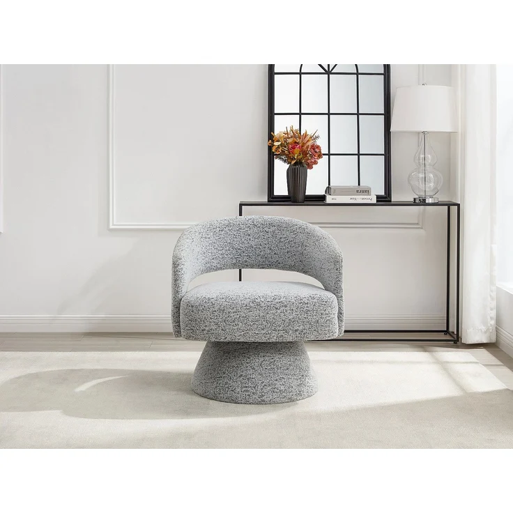 Vente-unique - Drehbarer Sessel - Chenille Stoff Grau - FEDOTE – Bild 7