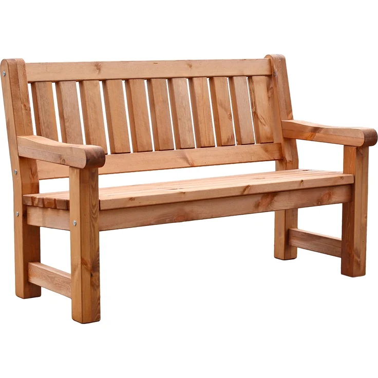 Gartenbank ALLGÄU 124 cm Kiefer natur geölt mit Armlehne 2-sitzig – Bild 5