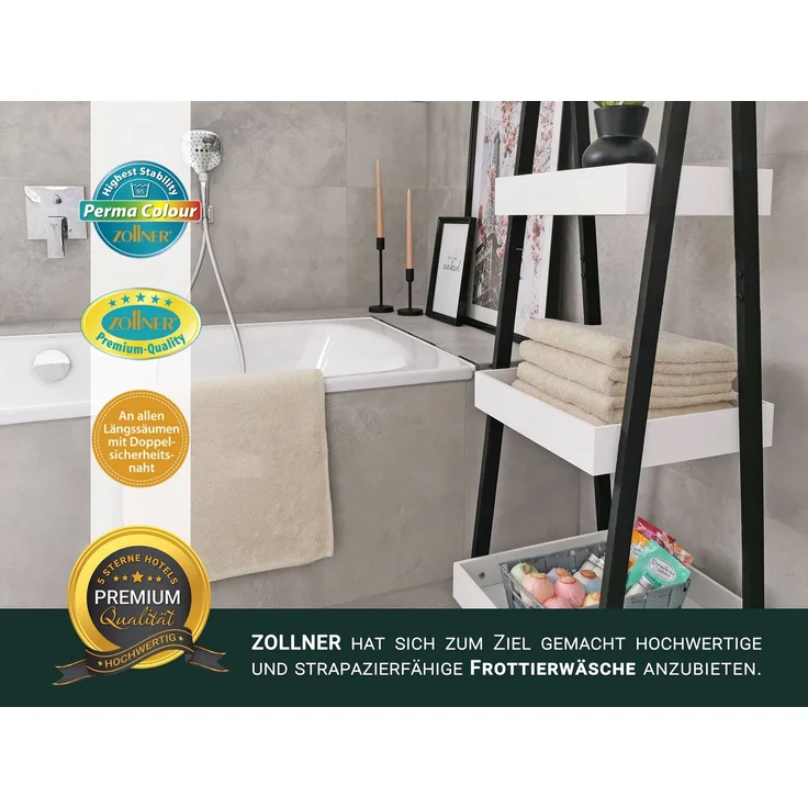 ZOLLNER Duschtücher 3er Set, creme (beige), 70x140 cm, 100% Baumwolle – Bild 5