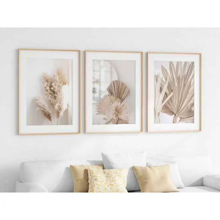 JUSTGOODMOOD Poster Pampasgras Beige Spiegel Wandbilder Wohnzimmer Schlafzimmer Deko Print, D (1 St) – Bild 1