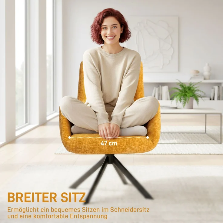 MELAYR, Polstersessel, Akzentsessel, modernes Design, drehbar, bis 120 kg, Gelb, 60 x 61 x 88 cm – Bild 6