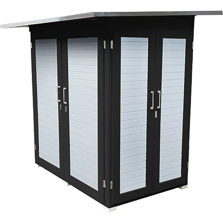 Weka Garten Q Kompakt, Gartenschrank in Anthrazit, 200 cm x 125 cm mit flexiblem Regalsystem und dreiseitigem Zugriff