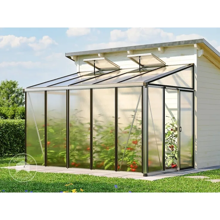 GFP Gewächshaus Anlehngewächshaus Ella 35 - Aluminium - 324x194 cm - 16 mm Polycarbonat-Platten