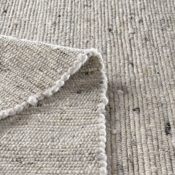 TaraCarpet Wollteppich TaraCarpet Handwebteppich Malmoe, rechteckig, Höhe: 10 mm, Schurwolle Webteppich h.grau meliert Wohnzimmer Schlafzimmer 070x130 – Bild 3